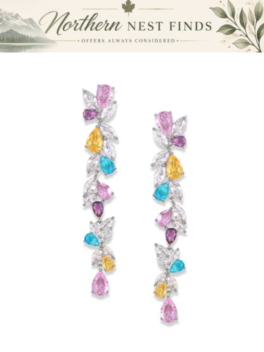 Cubic Zirconia Bridal Chandelier Dangle Drop Earrings Wedding Prom